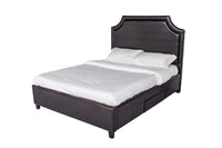 Iconic Home Louis PU Leather Platform Bed Frame with Headboard and Hidden Storage Drawers Wood Legs 