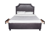 Iconic Home Louis PU Leather Platform Bed Frame with Headboard and Hidden Storage Drawers Wood Legs 