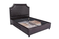 Iconic Home Louis PU Leather Platform Bed Frame with Headboard and Hidden Storage Drawers Wood Legs 