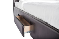 Iconic Home Louis PU Leather Platform Bed Frame with Headboard and Hidden Storage Drawers Wood Legs 