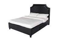 Iconic Home Louis PU Leather Platform Bed Frame with Headboard and Hidden Storage Drawers Wood Legs 