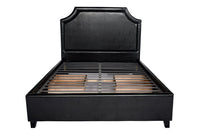 Iconic Home Louis PU Leather Platform Bed Frame with Headboard and Hidden Storage Drawers Wood Legs 