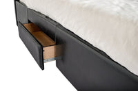 Iconic Home Louis PU Leather Platform Bed Frame with Headboard and Hidden Storage Drawers Wood Legs 