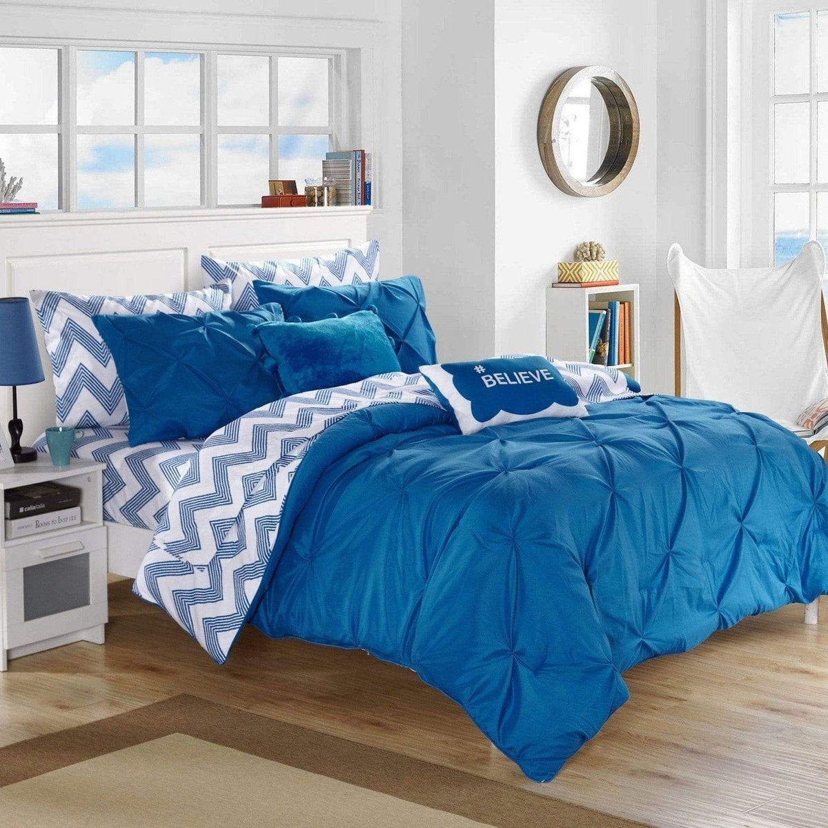 Chic Home Louisville 9 Piece Reversible Comforter Set Blue