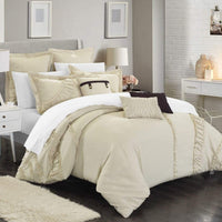Chic Home Lunar 12 Piece Faux Linen Comforter Set Beige