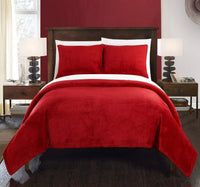 Chic Home Luxembourg 3 Piece Blanket Set Ultra Plush Micro Mink Waffle Textured Bedding Red