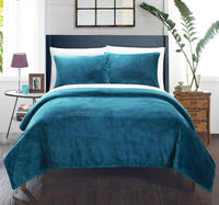 Chic Home Luxembourg 3 Piece Blanket Set Ultra Plush Micro Mink Waffle Textured Bedding Teal