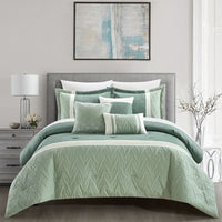 Chic Home Macie 10 Piece Jacquard Comforter Set Green