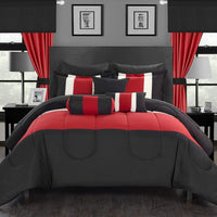 Chic Home Mackenzie 20 Piece Color Block Comforter Set Red