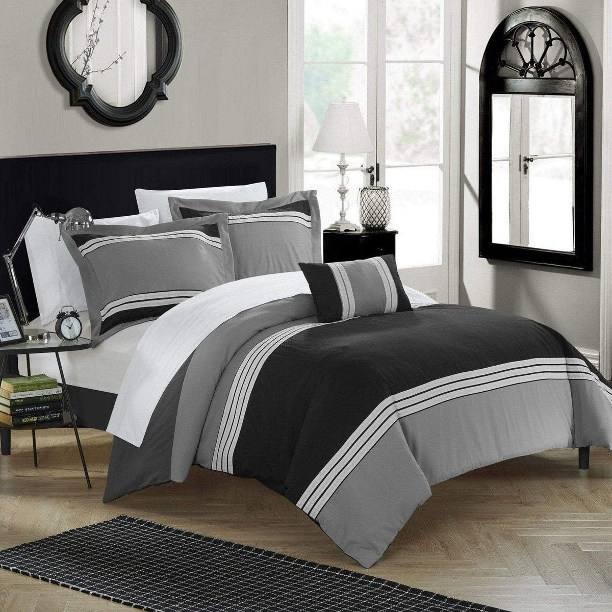Chic Home Madison 8 Piece Color Block Duvet Cover Set 
