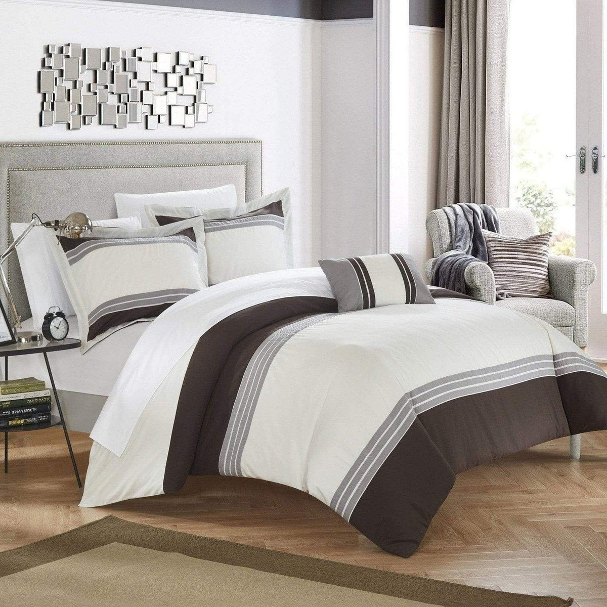 Chic Home Madison 8 Piece Color Block Duvet Cover Set 
