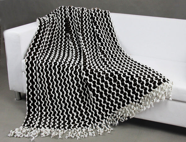Chic Home Maisie Throw Blanket Two Tone Chenille Acrylic Design Black