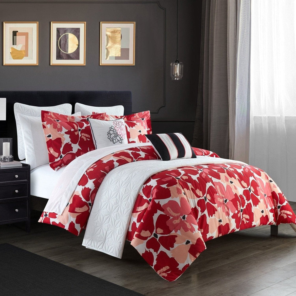 Chic Home Malea 12 Piece Floral Comforter and Quilt Set 