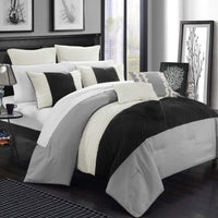 Chic Home Marbella 11 Piece Faux Linen Comforter Set Silver