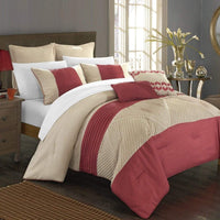 Chic Home Marbella 7 Piece Faux Linen Comforter Set Taupe