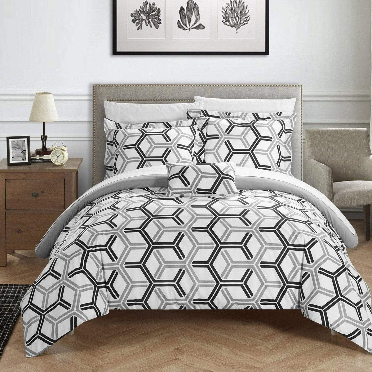 Chic Home Marcia 4 Piece Reversible Comforter Set 