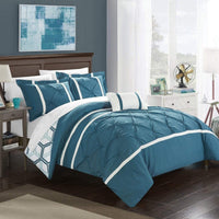 Chic Home Marcia 4 Piece Reversible Comforter Set Blue