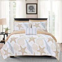 Chic Home Maritime 4 Piece Reversible Quilt Set Twin