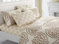 Chic Home Marquis 6 Piece Medallion Print Sheet and Pillowscase Set Beige
