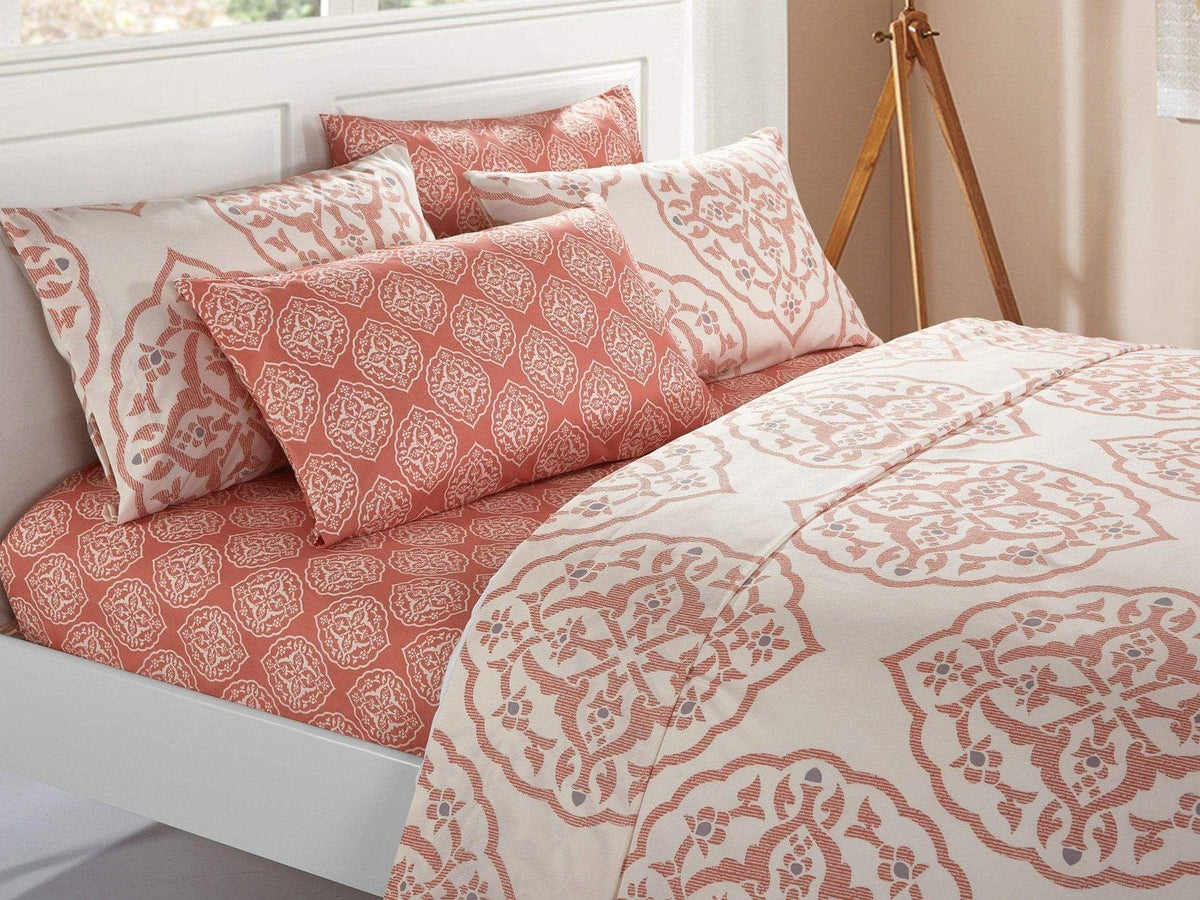 Chic Home Marquis 6 Piece Medallion Print Sheet and Pillowscase Set Brick