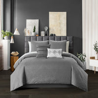 Chic Home Mayflower 9 Piece Embossed Comforter Set Grey