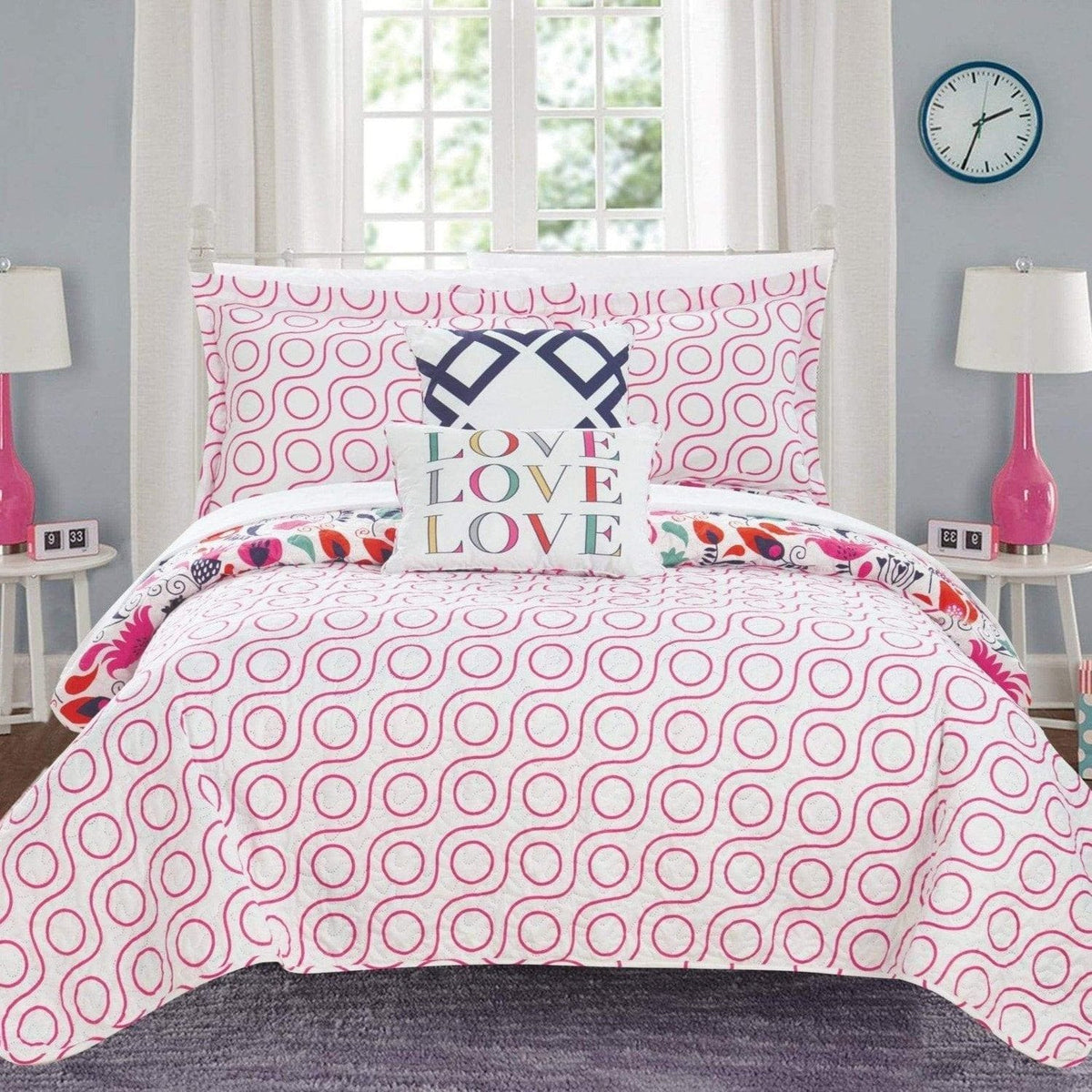 Chic Home Retsina 4 Piece Reversible Floral Quilt Set Bedding