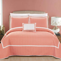Chic Home Mesa 8 Piece Hotel Quilt Set Coral