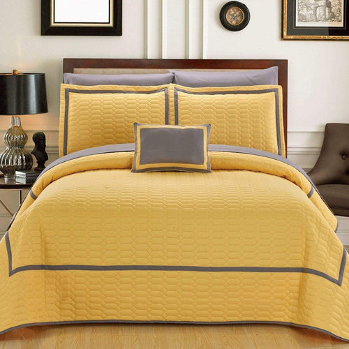 Chic Home Mesa 8 Piece Hotel Quilt Set Yellow