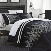 Chic Home Michael 3 Piece Embroidered Duvet Cover Set Black
