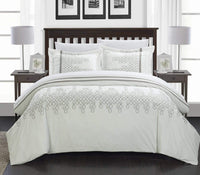 Chic Home Michael 3 Piece Embroidered Duvet Cover Set White