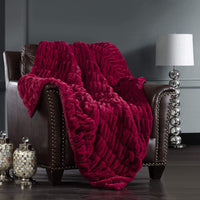 Chic Home Miera Faux Fur Micromink Throw Blanket Red