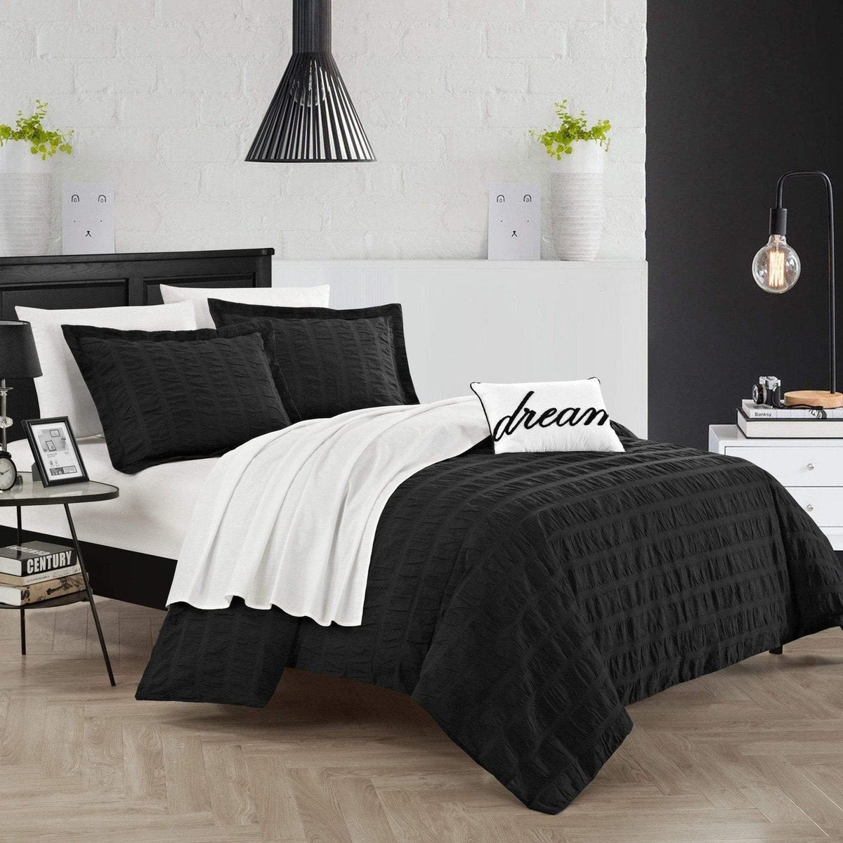 Chic Home Millbury 8 Piece Cotton Duvet Cover Set Black