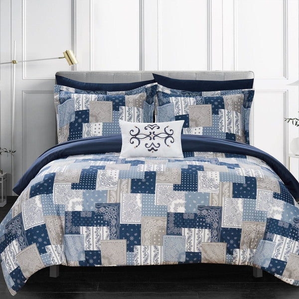 Chic Home Millennia 8 Piece Boho Comforter Set Navy