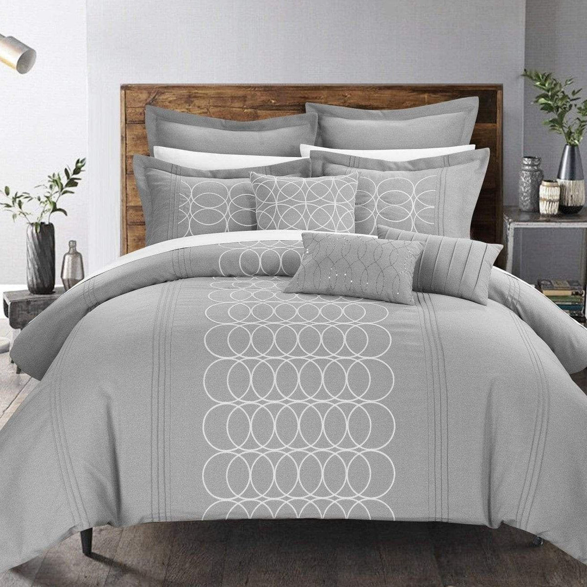 Chic Home Moderna 12 Piece Faux Linen Comforter Set 