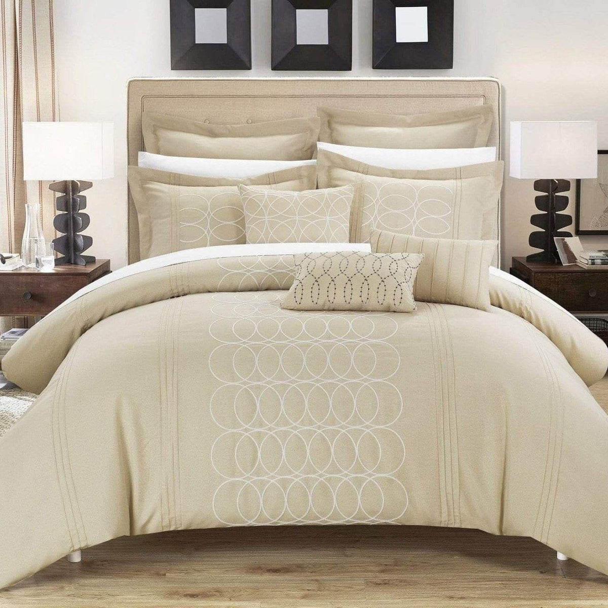 Chic Home Moderna 8 Piece Faux Linen Comforter Set 