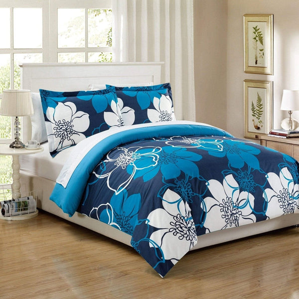 Chic Home Morning Glory 3 Piece Floral Duvet Cover Set Blue