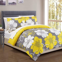 Chic Home Morning Glory 3 Piece Floral Duvet Cover Set Yellow