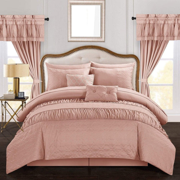 Chic Home Mykonos 20 Piece Ruffled Comforter Set Coral