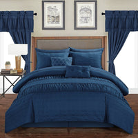 Chic Home Mykonos 20 Piece Ruffled Comforter Set Navy