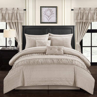 Chic Home Mykonos 20 Piece Ruffled Comforter Set Taupe
