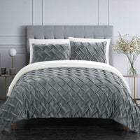 Chic Home Naama 3 Piece Sherpa Comforter Set Grey