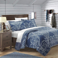 Chic Home Napoli 3 Piece Paisley Quilt Set Navy