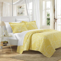 Chic Home Napoli 3 Piece Paisley Quilt Set Yellow