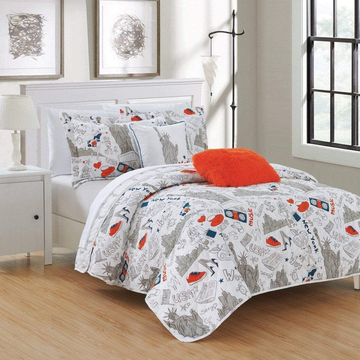 Chic Home New York 5 Piece Reversible Quilt Set 