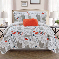 Chic Home New York 5 Piece Reversible Quilt Set Navy