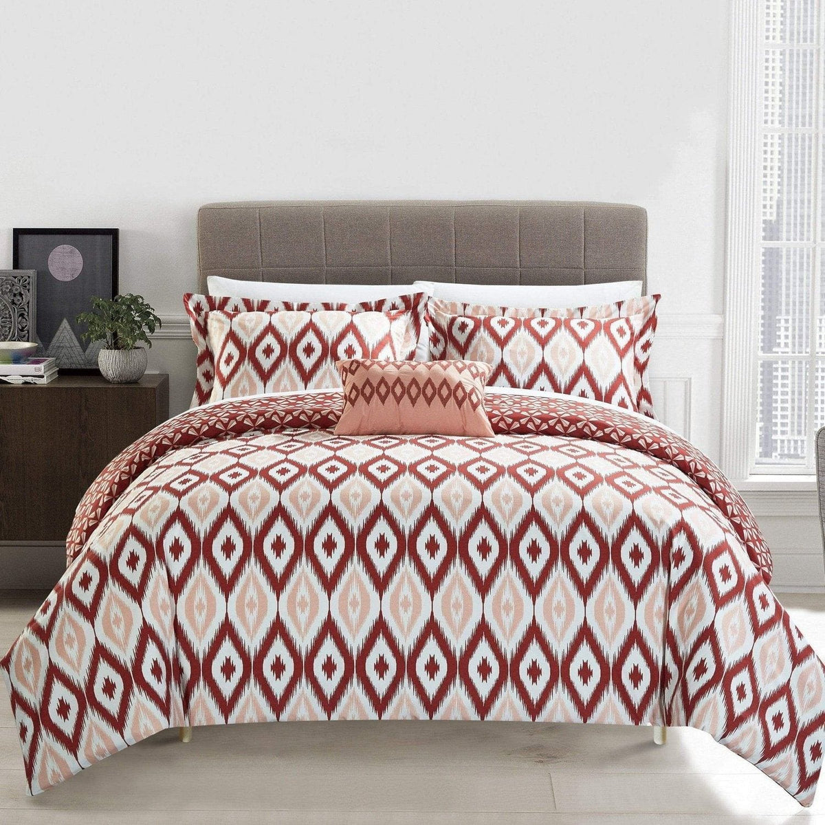 Chic Home Normani 4 Piece Reversible Duvet Cover Set Brick