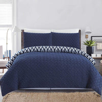 Chic Home Ora 3 Piece Reversible Comforter Set Navy