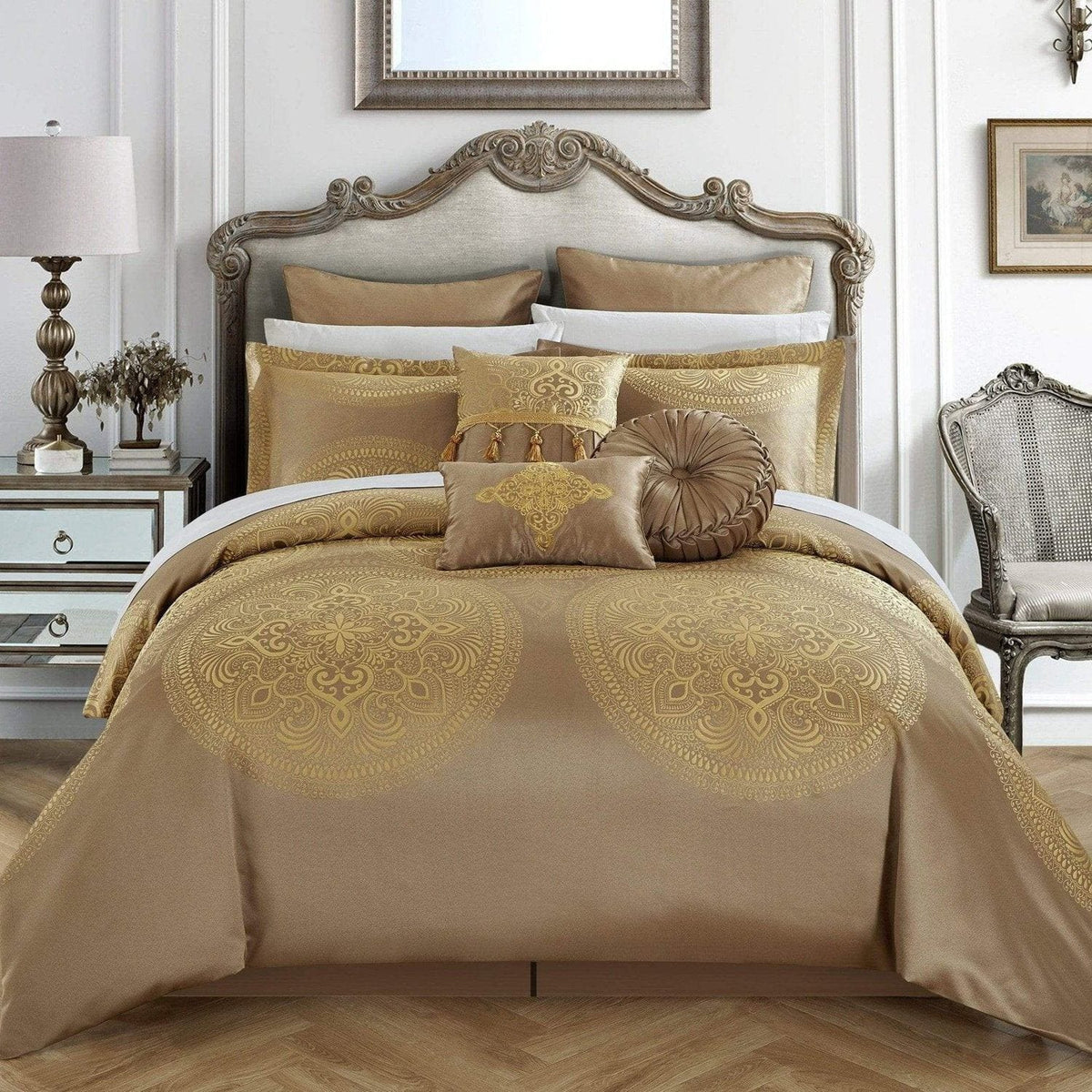 Chic Home Orchard Place 13 Piece Jacquard Comforter Set Gold