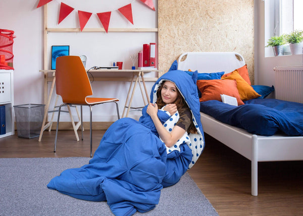 Chic Home Oscar Polka Dot Sleeping Bag with Hood Zipper Closure Blue
