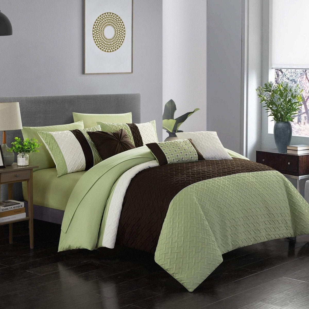 Chic Home Osnat 10 Piece Color Block Comforter Set 